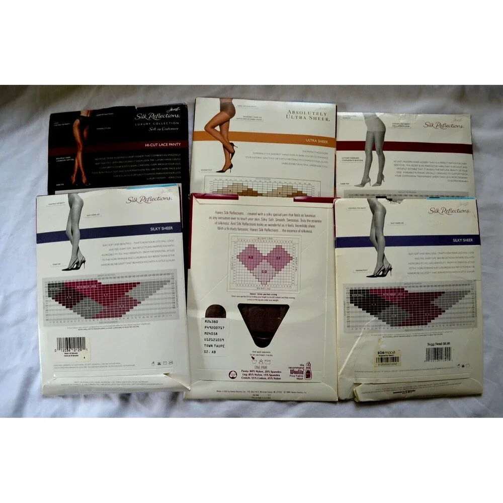 Hanes Silk Reflections Pantyhose SZ AB Lot of 6 Style 717 707 A663 A256 Varied
